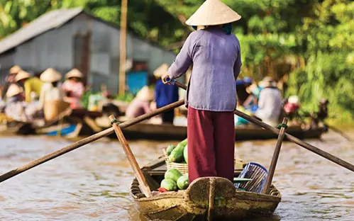 A person on a boat in Vietnam