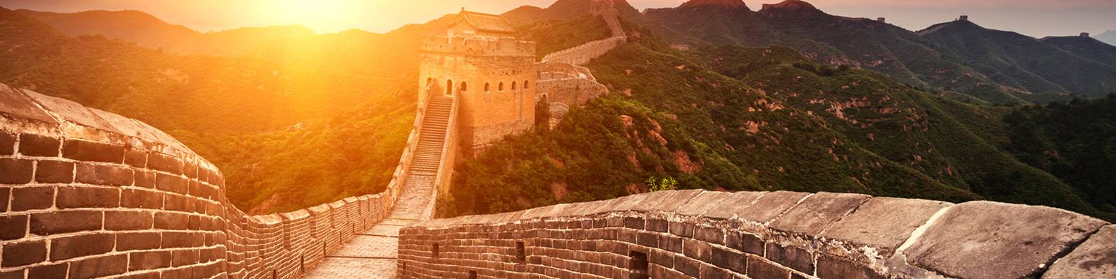 Sunset over the Great Wall in China
