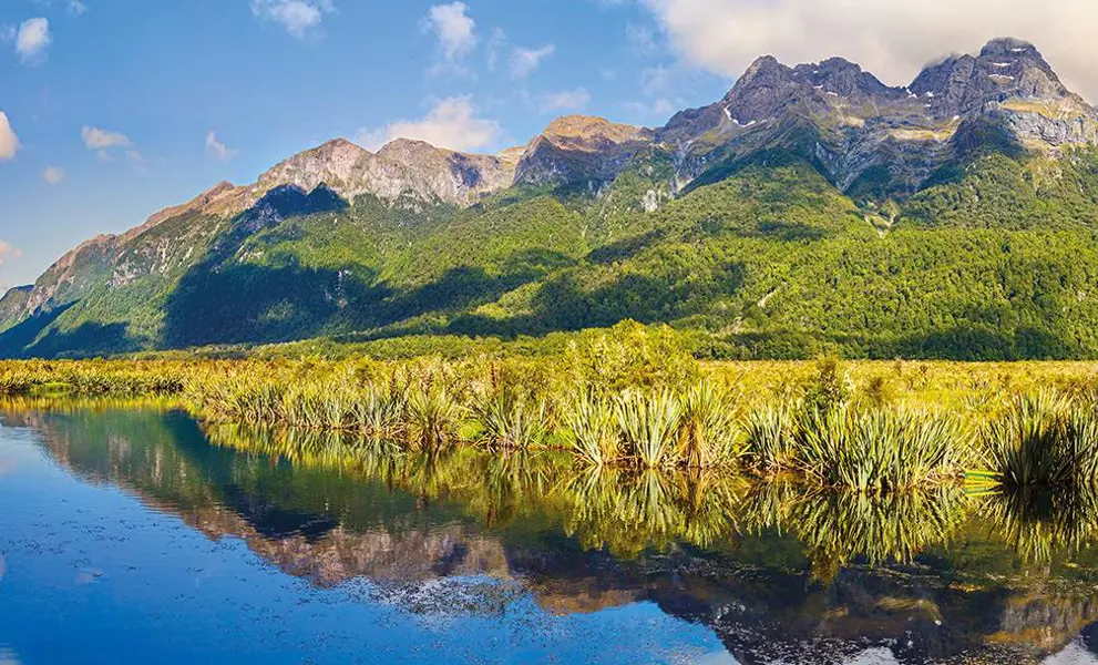 Mountains and river in New Zealand
