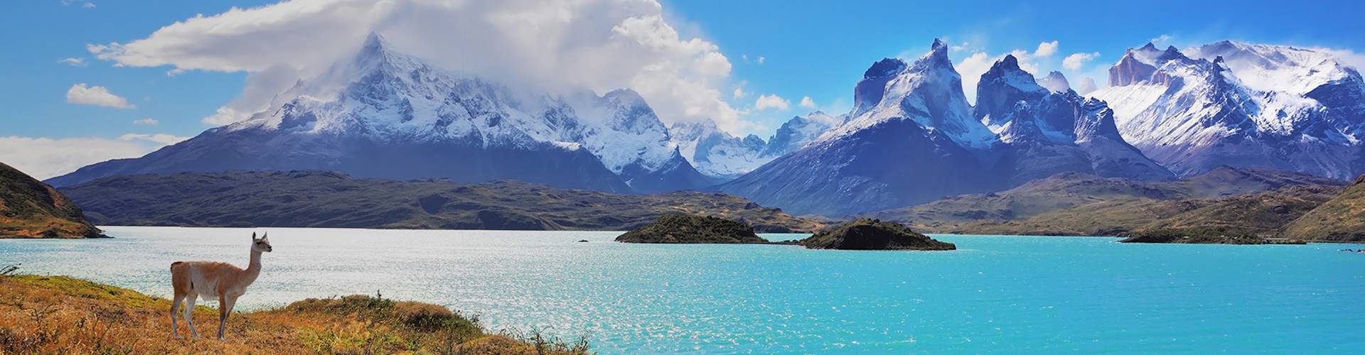 Blue waters and mountains of Patagonia, Chile