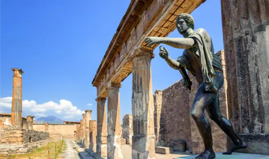 A statue among the ruins in Pompeii, Italy
