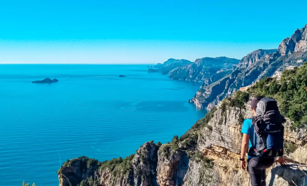 Panoramic view from hiking trail Path of Gods.